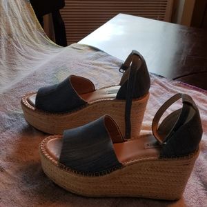 Steve Madden Platform Denim Espadrille Wedges